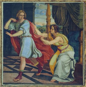 José e a mulher de Putifar. Pintura mural do ciclo de oito partes da Casa Bartholdy em Roma de Philipp Veit