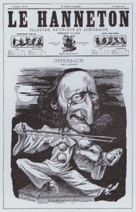 Caricatura do compositor francês de origem alemã Jacques Offenbach (litho) de Philippe Auguste Cattelain