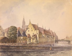 O Danúbio em Estrasburgo (aguarela sobre papel) de Philippe Auguste de Peellaert