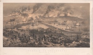 Fogo de Sevastopol. Retiro dos russos na Costa Norte, 1855. de Philippe Benoist