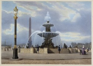 La Place de la Concorde - em "Promenade dans Paris et ses environs", desenhado por Jacottet e Benoist, c. 1840