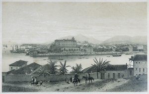 Nine panoramic views of Rio de Janeiro: Da Ilha das Cobras, 1862 de Philippe Benoist