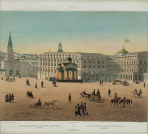 O grande palácio do Kremlin de uma vista panorâmica de Moscou em 10 partes, ca 1848