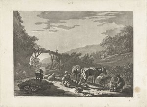 Paisagem com leiteira e ponte de madeira de Philippe Cardon