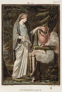 Andrómaca, figurino para &39;Andrômaca&39; de Jean Racine, do Volume I de &39;Pesquisa sobre os trajes e o teatro de todas as nações&39;, gravado por Pierre Michel Alix (1762-1817) 1802