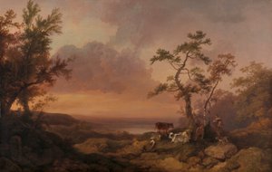 Paisagem com Gado e Camponês de Philippe Jacques de Loutherbourg