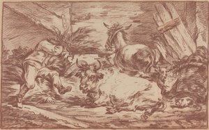 Animais em um estábulo de Philippe Jacques de Loutherbourg II