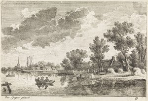 Paisagem do rio com barco a remo de Philippe Lambert Joseph Spruyt