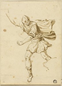Guerreiro romano correndo, apontando para cima com a mão direita de Philippe Louis Parizeau