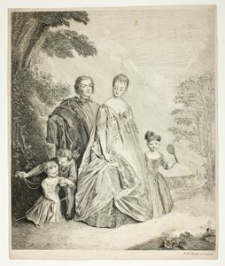 The Family Promenade, também chamado de Philippe Mercier, sua primeira esposa e família de Philippe Mercier
