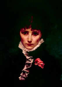 Retrato da comediante Sarah-Henriette Bernard dit Sarah Bernhardt (1844-1923) Detalhe. Pintura de Philippe Parrot (1831-1894) Paris do século XIX, comédia francesa de Philippe Parrot