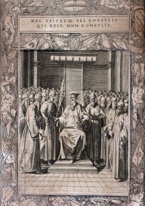 Conselho de Estatutos da Ordem de Malta "Statuta Hospitalis Hervsalem" (Conselho de Cavaleiros), de Philippe Thomassin, finais do século XVI de Philippe Thomassin