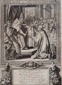 Conselho de Estatutos da Ordem de Malta "Statuta Hospitalis Hervsalem" (amolecimento de um cavaleiro por um papa), de Philippe Thomassin, finais do século XVI