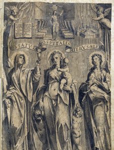 Frontispício dos Estatutos da Ordem de Malta "Statuta Hospitalis Hervsalem", de Philippe Thomassin, finais do século XVI