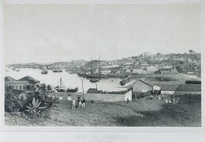 Nine panoramic views of Rio de Janeiro: A Prainha (da Saude) de Philippe and Ciceri Eugene Benoist
