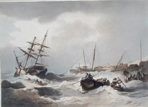 Storm off Margate, de "The Romantic and Picturesque Scenery of England and Wales", publicado em 1805 (gravação a cores)