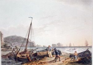 The Needles, Isle of Wight, de "The Romantic and Picturesque Scenery of England and Wales", publicado em 1805 (gravação a cores)