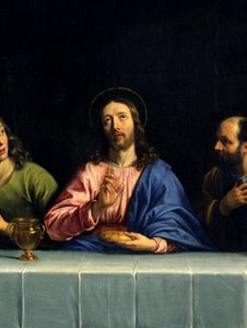 La Cene chamado "La petite cene" Detalhe. Pintura de Philippe de Champaigne (1602-1674) (Ec. Flam.) Dim. 0,80 x 1,49 m Paris. Museu do Louvre de Philippe de Champaigne