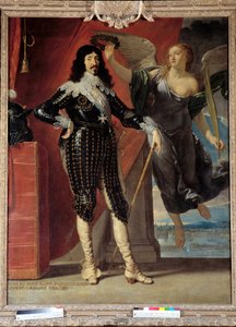Retrato em pé de Luís XIII (1601-1643) coroas de Vitória. Pintura de Philippe de Champaigne (1602-1674) de Philippe de Champaigne