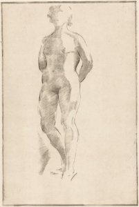 Mulher nua em pé com as mãos atrás das costas de Philippus de Groot (signed by artist)
