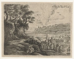 Paisagem com um homem, uma mulher e uma criança Oito paisagens após Lucas van Uden (título da série) de Philips Augustijn Immenraet