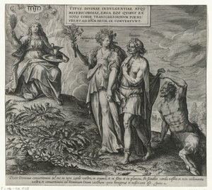 Alegoria da expiação e arrependimento
Penitência e arrependimento no Antigo Testamento e no Novo Testamento (título da série)
Typvs Divinae indvlgentiae atqz misericordiae, erga eos qvibvs ex toto corde transgressionvm poeni tet et ad dnm devm se convert de Philips Galle (attributed to workshop of)