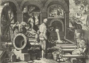 Oficina de artilharia
Novas invenções e descobertas (título da série)
Nova Reperta (título da série) de Philips Galle (attributed to workshop of)