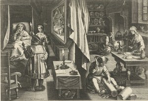 Droga contra a sífilis
Novas invenções e descobertas (título da série)
Nova Reperta (título da série) de Philips Galle (attributed to workshop of)