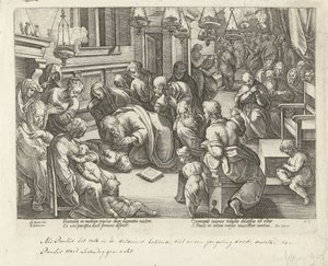 Paulo traz Êutico de volta à vida Atos dos Apóstolos (título da série) Acta Apostolorum (título da série) de Philips Galle (workshop of)