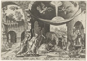 Adoração pelos pastores
Os dias da desgraça do povo judeu (título da série) de Philips Galle
