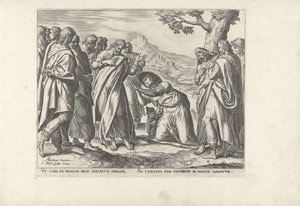 Cristo e a Mulher Cananéia Seis cenas com Cristo e mulheres dos Evangelhos (título da série) de Philips Galle