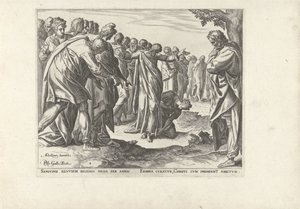 Cristo cura uma mulher com perda de sangue
Seis cenas com Cristo e mulheres dos evangelhos (título da série) de Philips Galle