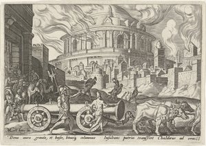 Os caldeus tomam os pilares do templo de Jerusalém
Os dias da desgraça do povo judeu (título da série) de Philips Galle