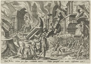 A destruição de Ai e o apedrejamento de Acã The Days of Doom of the Jewish People (título da série) de Philips Galle