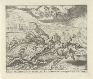 O peixe cospe Jonas na terra História de Jonas (título da série) de Philips Galle
