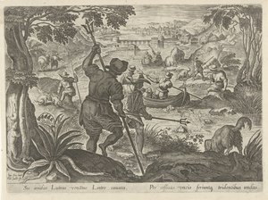 Lontras de Jacht Jachttaferelen (título da série) Em que todo tipo de caça, caça e pesca (título da série) de Philips Galle