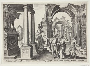 Jeú adorando os bezerros de ouro de Philips Galle