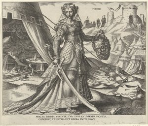 Judite Ivdith (título no objeto) Oito Mulheres Famosas do Antigo e do Novo Testamento (título da série) de Philips Galle