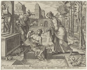 Os anciãos tentam seduzir Susanna
História de Susanna (título da série) de Philips Galle