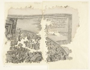 Canto superior direito de uma impressão da cena de Cebes
Tabula Cebetis Carta Vitae (título sobre o objecto) de Philips Galle