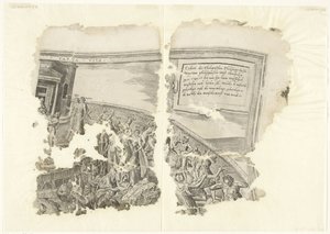 Canto superior direito de uma impressão da cena por Cebes Tabula Cebetis Carta Vitae (título no objeto) de Philips Galle