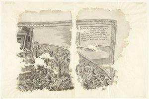 Canto superior direito de uma impressão da cena por Cebes Tabula Cebetis Carta Vitae (título no objeto) de Philips Galle