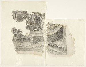 Canto inferior direito de uma impressão da cena por Cebes Tabula Cebetis Carta Vitae (título original) de Philips Galle