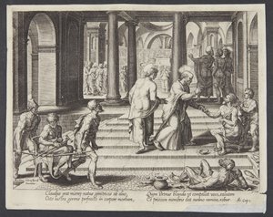 São Pedro curando o coxo no belo portão de Philips Galle