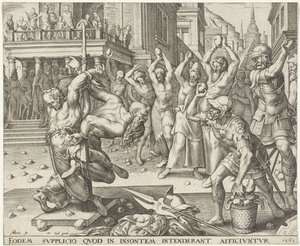 Apedrejamento dos anciãos História de Susanna (título da série) de Philips Galle