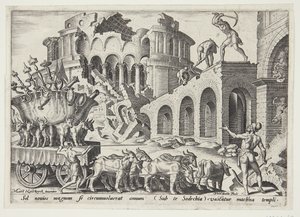 Os caldeus levando os tesouros do templo de Philips Galle