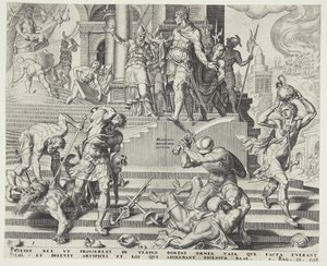 A destruição do Templo de Baal e a matança de seus sacerdotes de Philips Galle