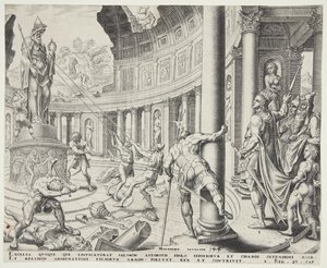 A destruição do templo de Ashtoreth, Chemosh e Milcom de Philips Galle