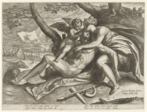 Vénus chora a morte de Adónis
A história de Adónis (título da série) de Philips Galle