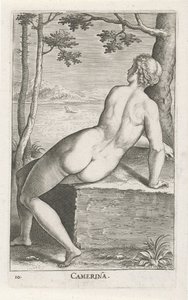 Quarto Waternimf Quarto (título no objeto) Stroom en waternimfen (título da série) Ninfas Oceanitid, ephidrid potamidus naiad (título da série) de Philips Galle